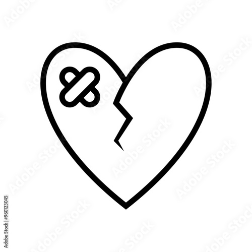 Heart in bandage line icon.
