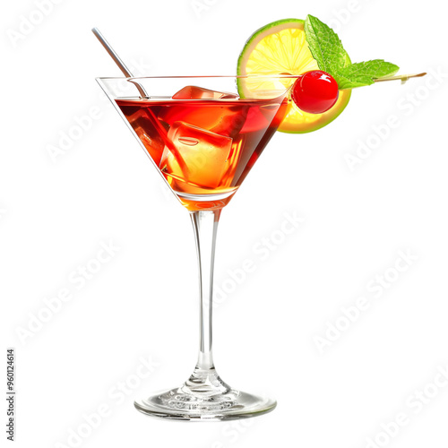 Martini Glass isolated on transparent background. Generative AI.