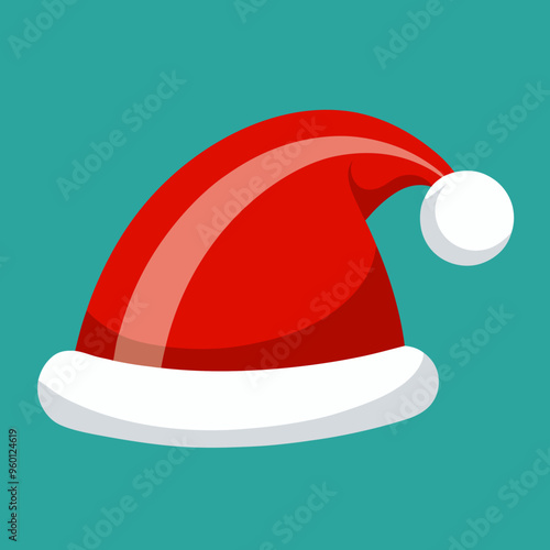 A colorful cartoon illustration featuring a santa hat against a blue background