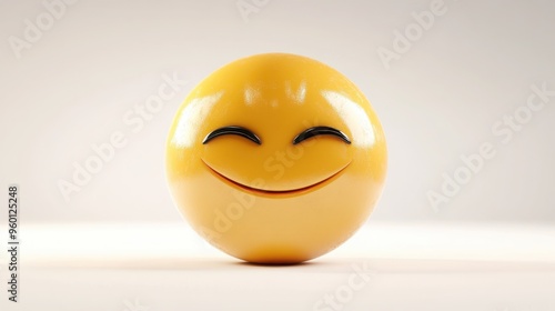 A 3D cartoon emoji with a smirk and half-closed eyes, expressing confidence or sassiness, on a white background  photo