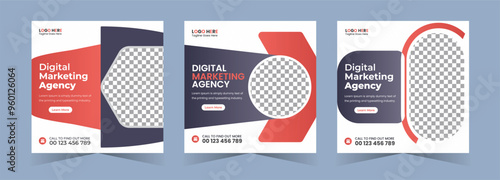 Digital marketing agency social media post or square web banner template