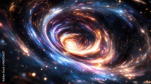 A stunning AI-generated depiction of a glowing, swirling vortex in cosmic space, with vibrant colors and dynamic motion, creating a mesmerizing visual effect.