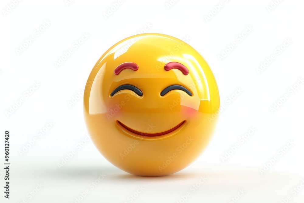 Fototapeta premium Relieved face emoji icon with a glossy isolated on a white background