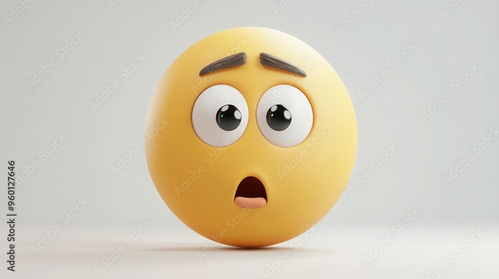 A 3D cartoon emoji with raised eyebrows and a small smile, showing surprise or realization, on a white background - A 3D cartoon emoji with raised eyebrows and a small smile, showing surprise or realization, on a white background -