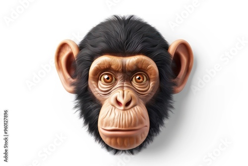 See no evil monkey emoji icon with a shiny realistic texture isolated on a white background