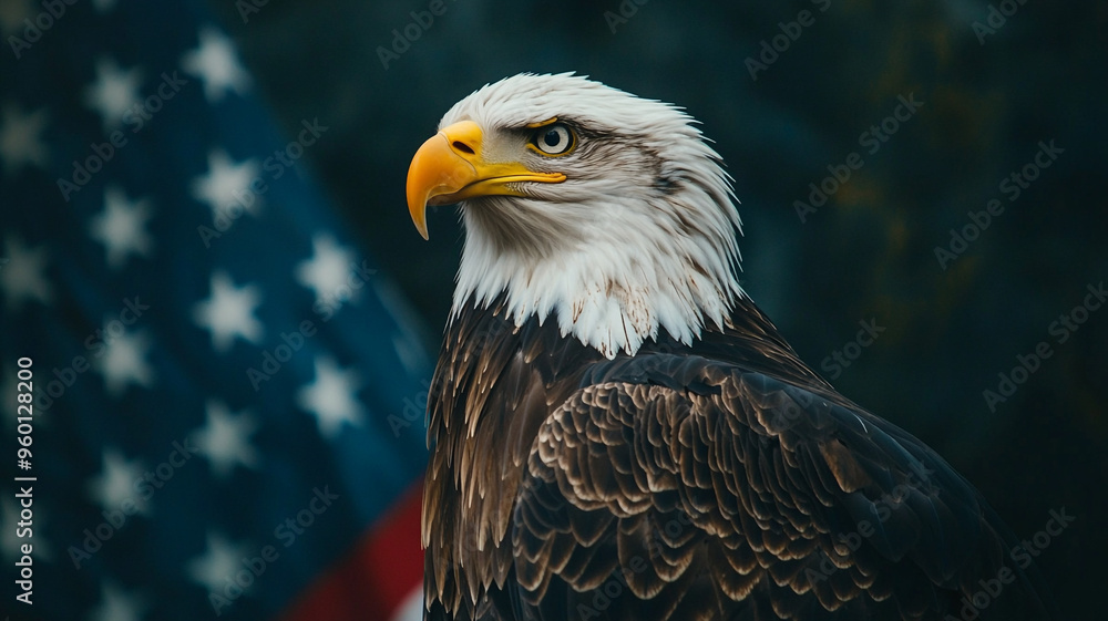 the U.S. flag and the bald eagle the U.S. flag and the bald eagle