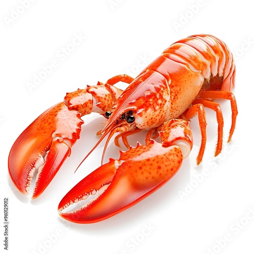 Perfect Fresh Raw Lobster Closeup on White Background