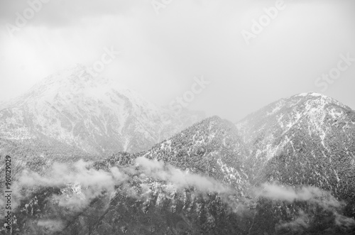 Himalaya mountain range, Peaks and glaciers of the Great Himalayas, Munsiyari, Kumaon region, Uttarakhand, India. Asia. background, cover, poster, wallpaper, soft focus photo