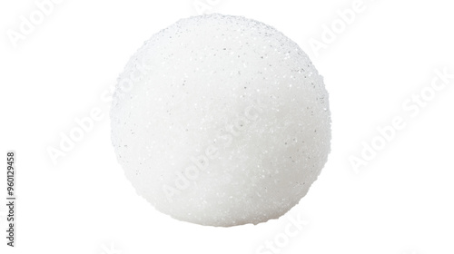 Crisp white snowball with glittering surface isolated on transparent background