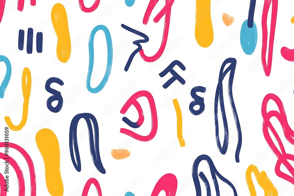 Abstract Pattern of Colorful Hand-Drawn Shapes Abstract Pattern of Colorful Hand-Drawn Shapes