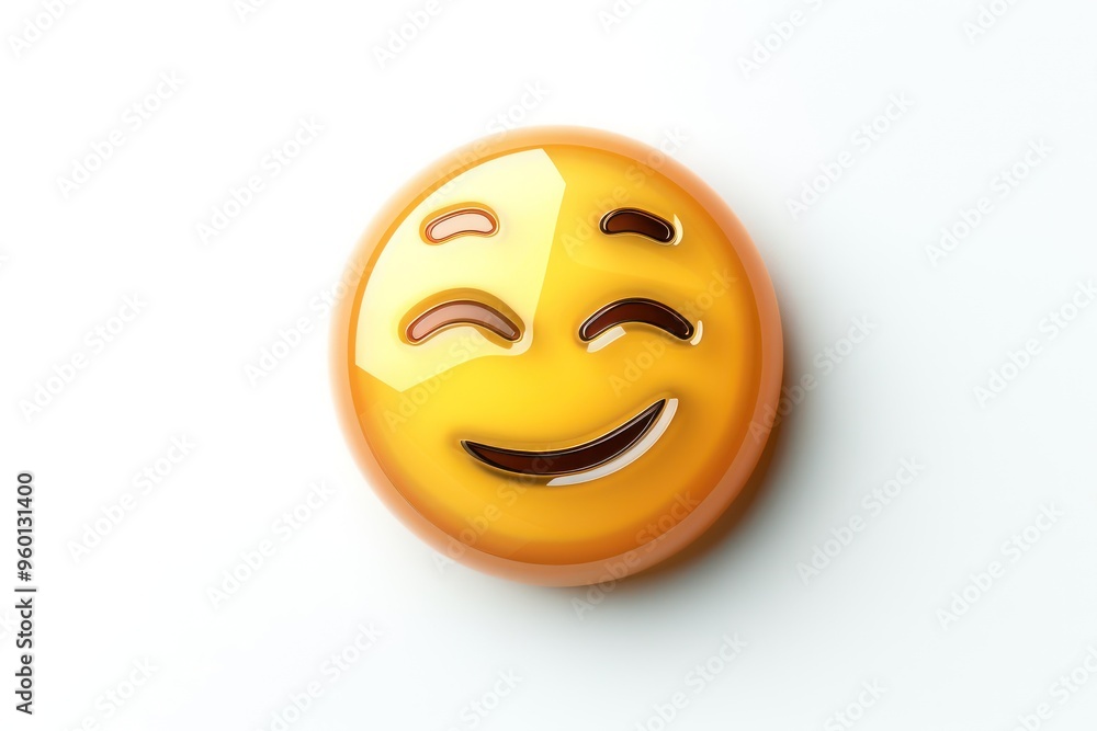 Winking face emoji icon with a glossy surface isolated on a white background Winking face emoji icon with a glossy surface isolated on a white background