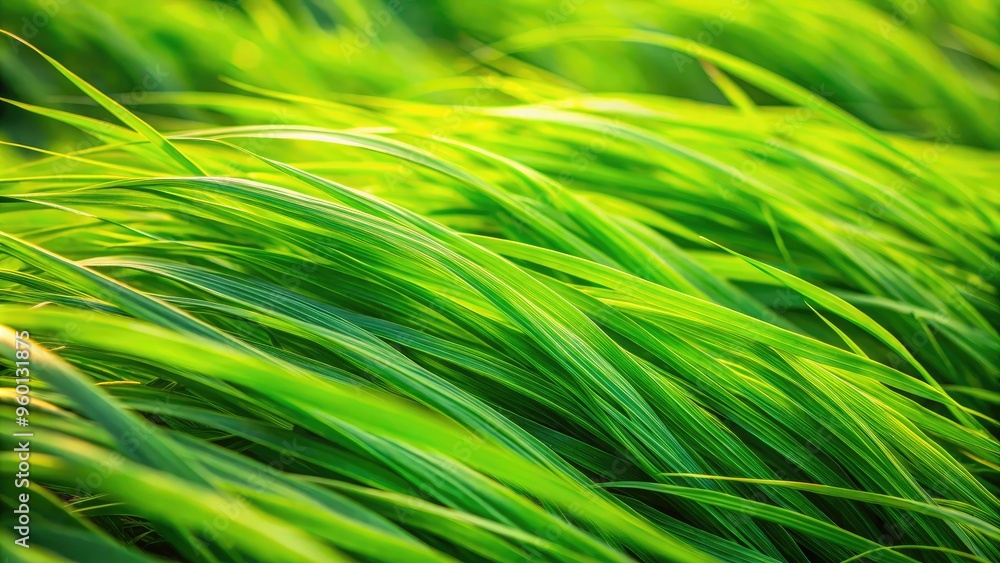 Vibrant green blades of grass swaying gently in the breeze, with intricate details and texture captured in extreme close-up, showcasing nature's subtle beauty. Vibrant green blades of grass swaying gently in the breeze, with intricate details and texture captured in extreme close-up, showcasing nature's subtle beauty.