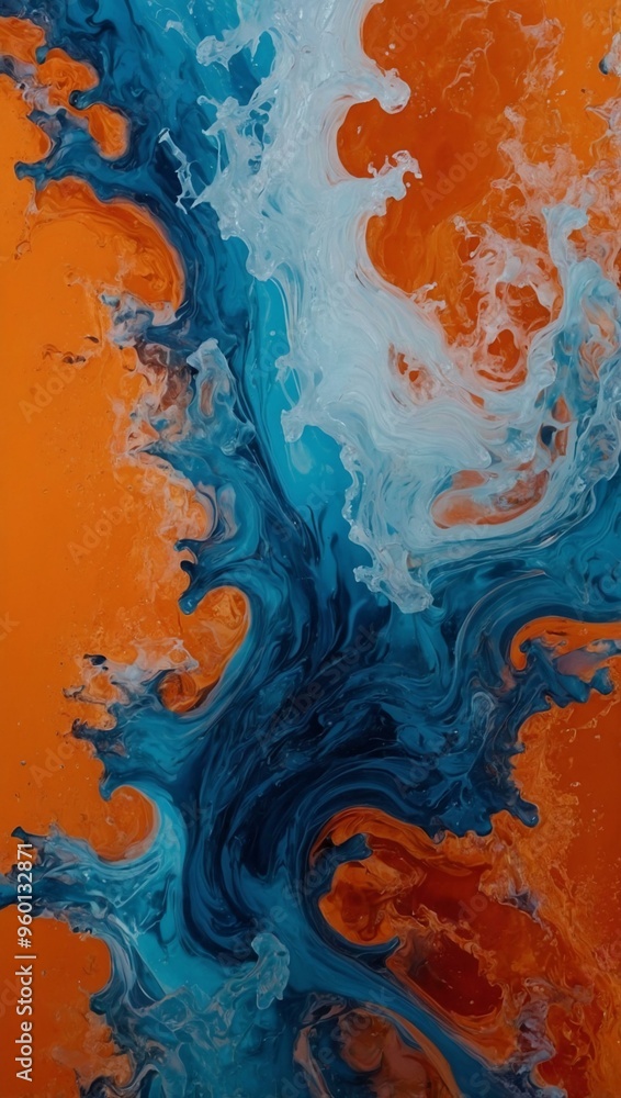 Abstract icy and fiery hues in orange and blue, with room for text or design. Abstract icy and fiery hues in orange and blue, with room for text or design.