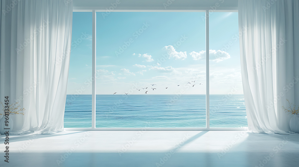Fototapeta premium White window of a white room.