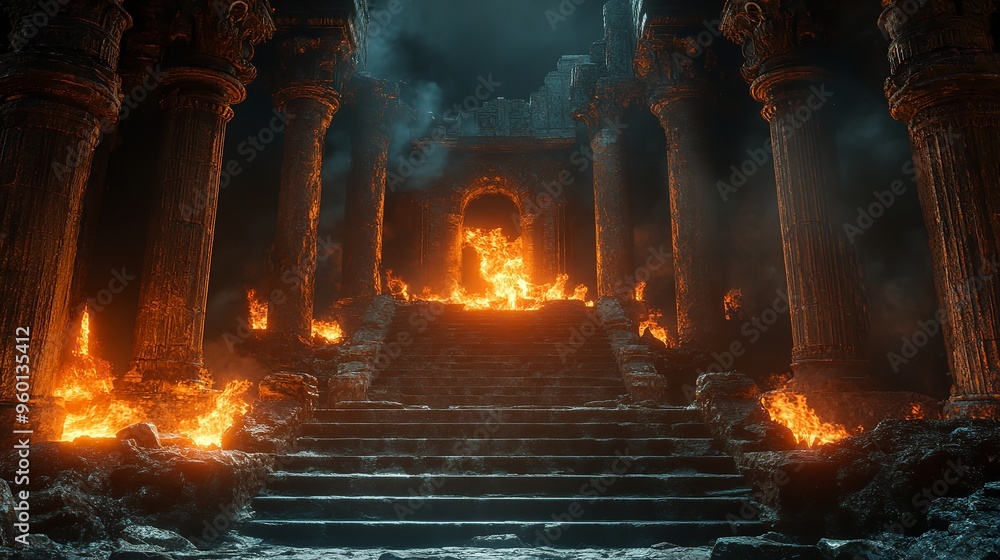 Obraz premium A Dark Tunnel With Ceiling Lights