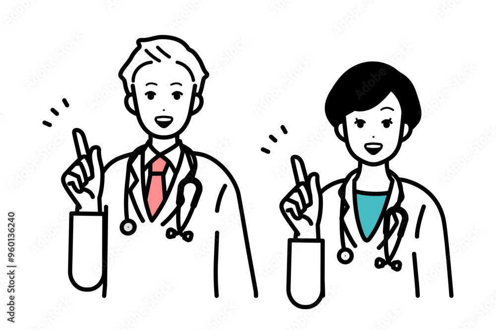 Male and female doctors, illustration teaching points. Male and female doctors, illustration teaching points.
