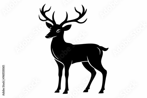 deer vector illustration, deer silhouette, deer icon ,deer animal design