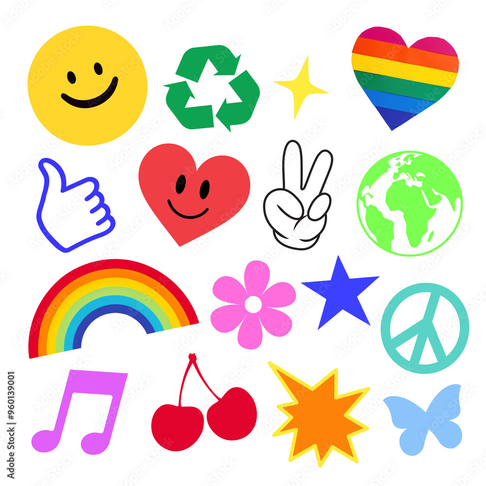 Obraz premium PNG cool sticker element set, transparent background