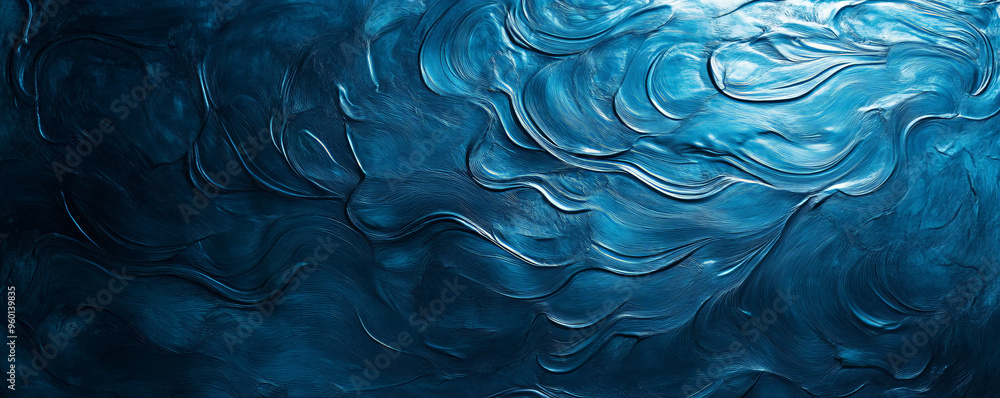 A blue textured surface with a glossy, polished finish, featuring subtle, swirling patterns that reflect light dynamically. A blue textured surface with a glossy, polished finish, featuring subtle, swirling patterns that reflect light dynamically.