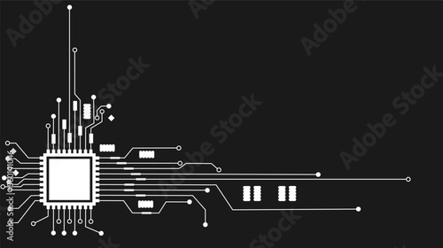 white circuit board on black background
