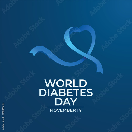 World Diabetes Day vector design template good for celebration usage. World Diabetes Day. blue ribbon flat design. eps 10.