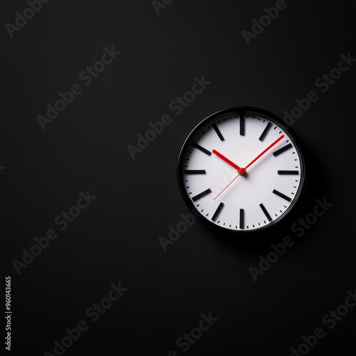 Wallpaper Mural A minimalist clock design on a black wall, featuring simple lines and contrasting colors for a modern look. Torontodigital.ca