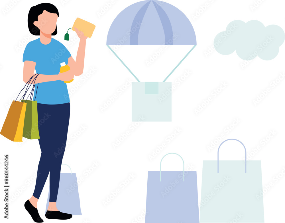 The parcel is delivered by parachute. The parcel is delivered by parachute.