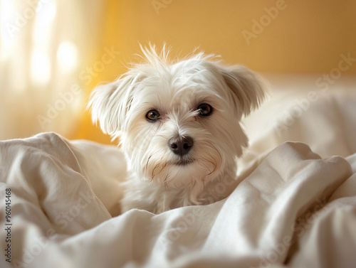 A playful puppy with fluffy...