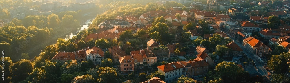 An aerial view of a sprawling city with a mix of old and new buildings, highlighting the contrast between historic and contemporary architecture An aerial view of a sprawling city with a mix of old and new buildings, highlighting the contrast between historic and contemporary architecture