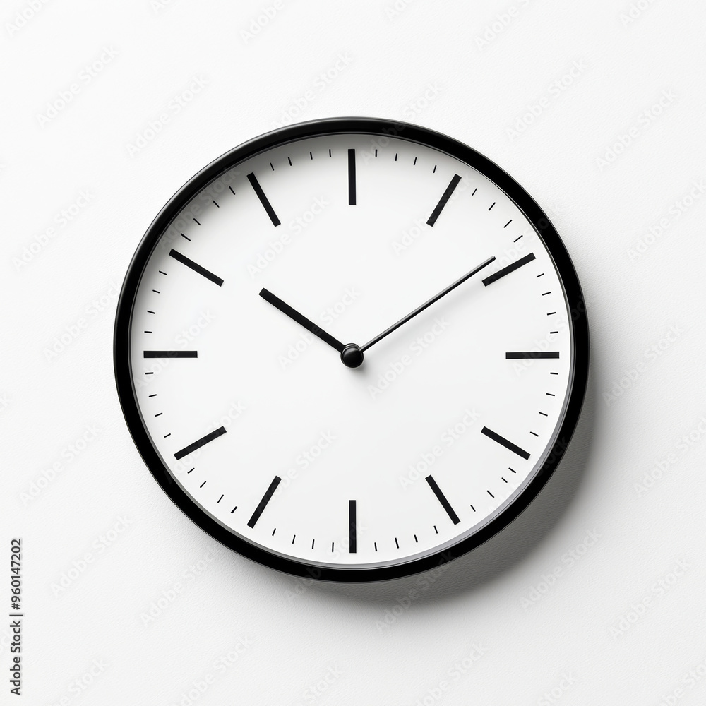 Minimalist wall clock with black frame and simple markings, perfect for modern decor and timekeeping in any space.