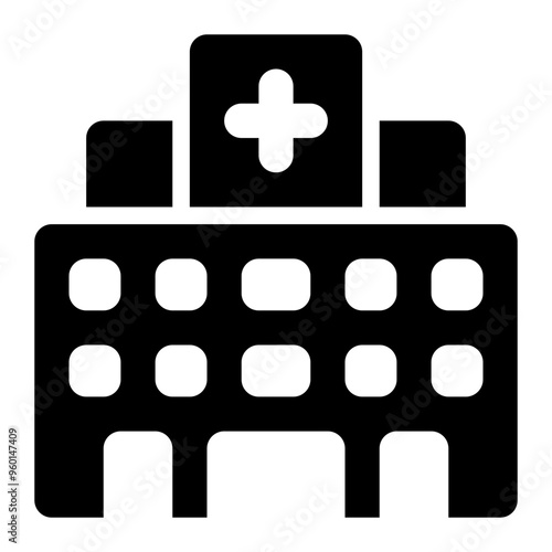 hospital, infirmary, building, city, places solid or glyph icon
