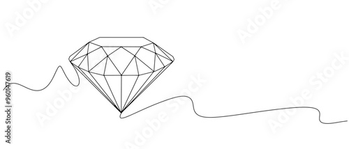 Diamond line art vector illustration with transparent background.eps