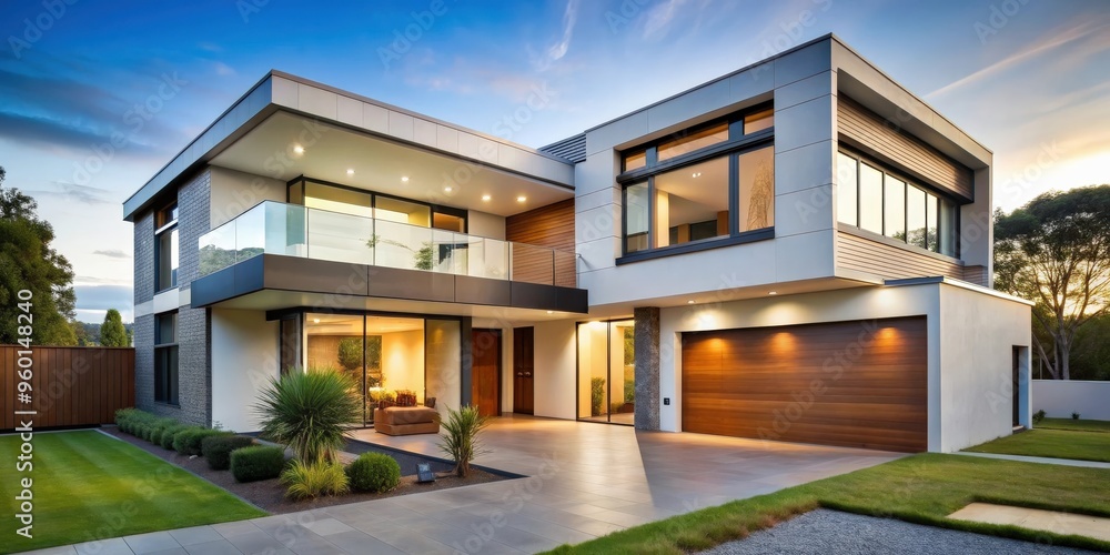 Fototapeta premium Modern architect-designed house with sleek lines and unique features