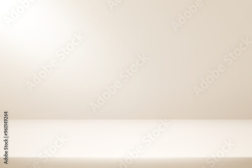 Beige studio background. Space for selling products on the website. Beige Background Empty Room Studio with table. Vector illustration.