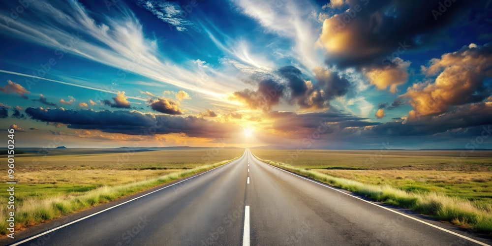 Naklejka premium Endless highway stretching into the horizon