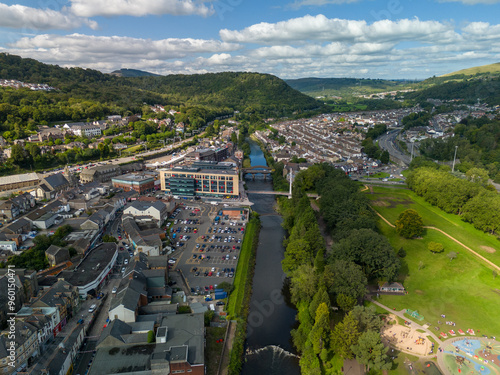 River taff flowing through pontypridd town centre in south wales