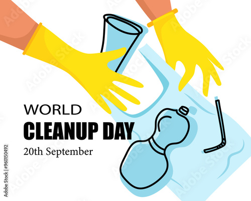 World Cleanup Day illustration. 20 September event. Environmental event. Cleanup day, World Earth Day. Vector illustration.