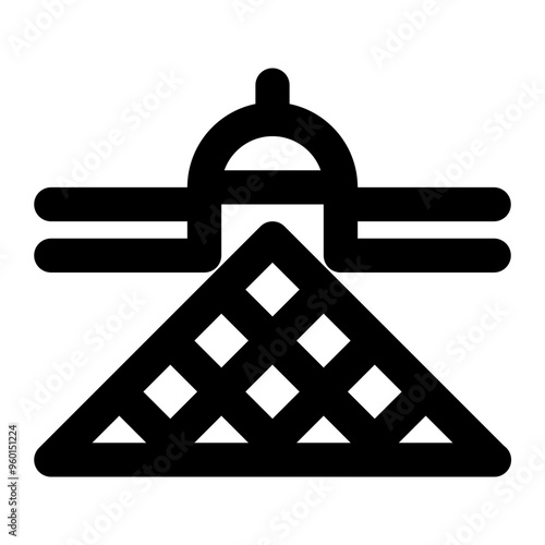 louvre, museum, france, landmark, building outline icon