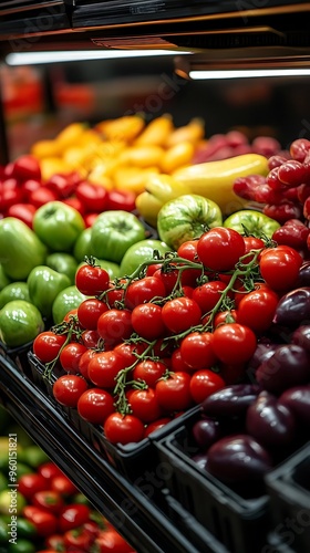 Fresh Red Tomatoes Photo - Vibrant Display of Ripe Tomatoes in a Grocery Store