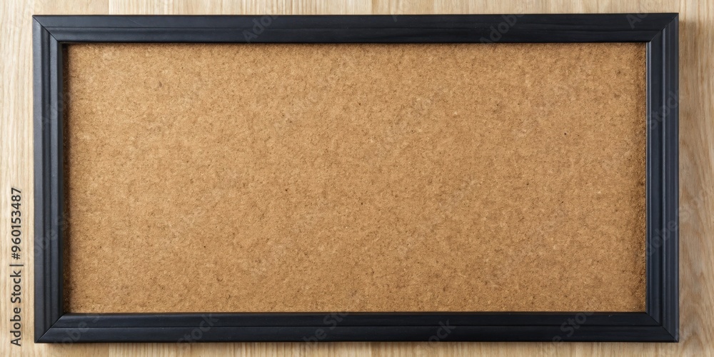 Fototapeta premium Close up of a black cork textured notice board with a painted background