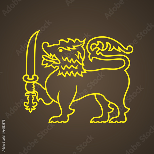 Golden lion - symbol from the flag of Sri Lanka