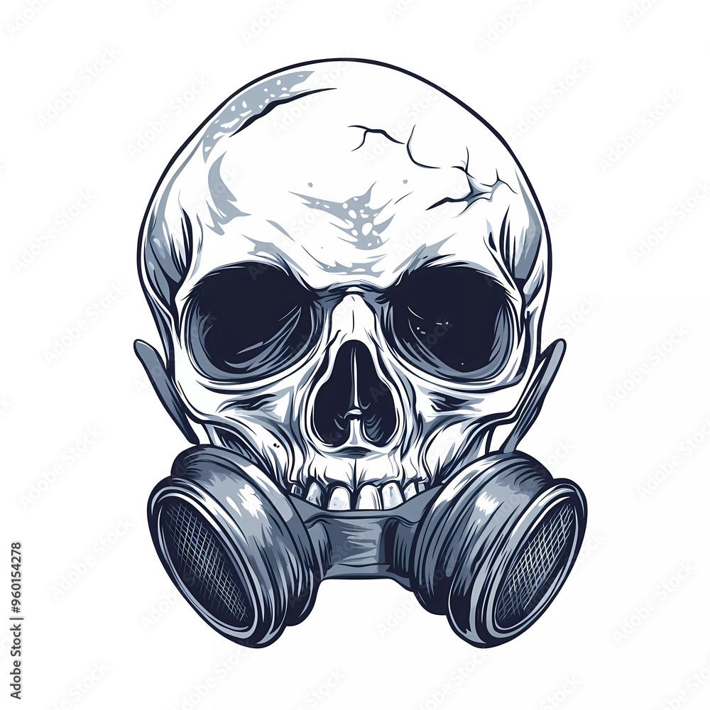 Skull with respirator mask isolated on white background. vector illustration Skull with respirator mask isolated on white background. vector illustration