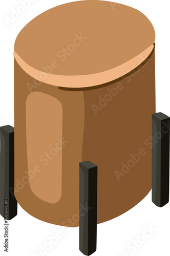 Isometric puff. Perfect for interior mood boards and planning sketches. Vector.