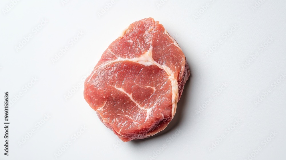 Obraz premium one piece of fresh pork meat. top view photo. white background. photo. clear. Buisness 