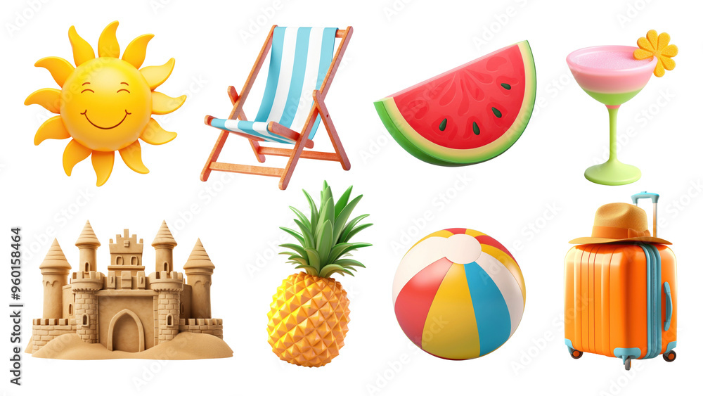 3d Summer png cut out set 3d Summer png cut out set