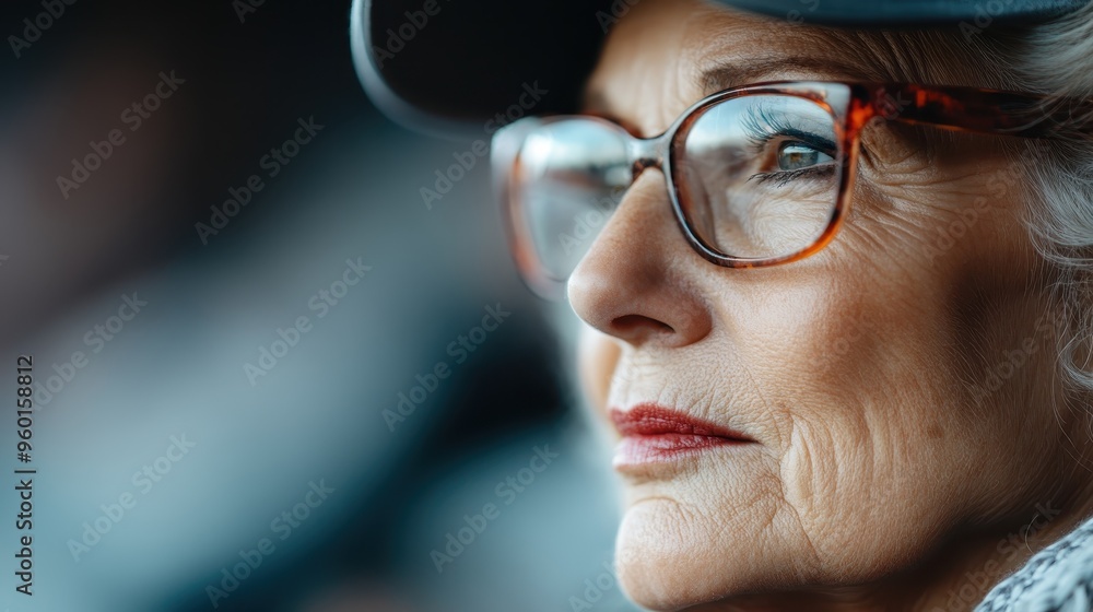 A close-up shot of a person wearing a knit hat and glasses, focusing on the side of the face. The background is blurred, creating a soft and serene ambiance. A close-up shot of a person wearing a knit hat and glasses, focusing on the side of the face. The background is blurred, creating a soft and serene ambiance.