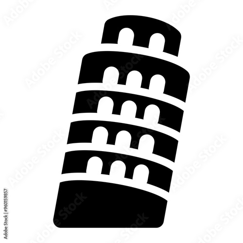 pisa tower, rome, italy, landmark, building solid or glyph icon