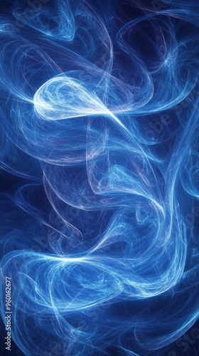 A blue and white image of a spiral with a blue and white background