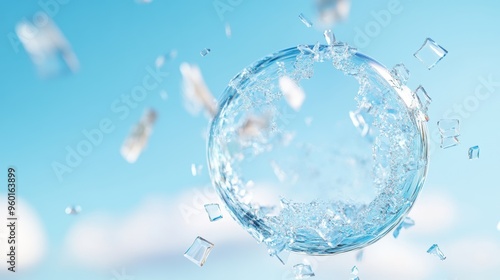 A close up of a shattered glass bubble symbolizing the aftermath of an economic crisis, emphasizing the fragility of the system.