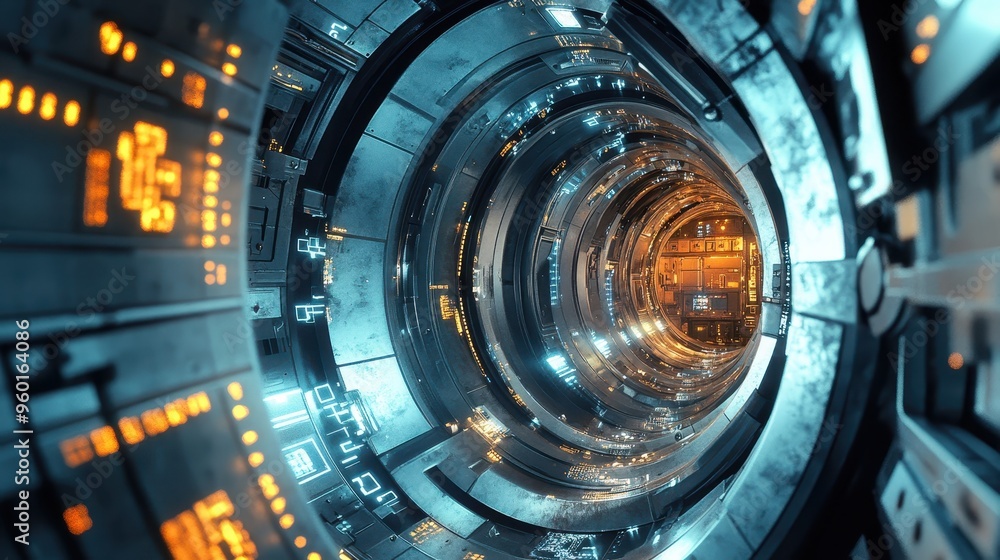 Futuristic Technological Lens Aperture Closeup Futuristic Technological Lens Aperture Closeup
